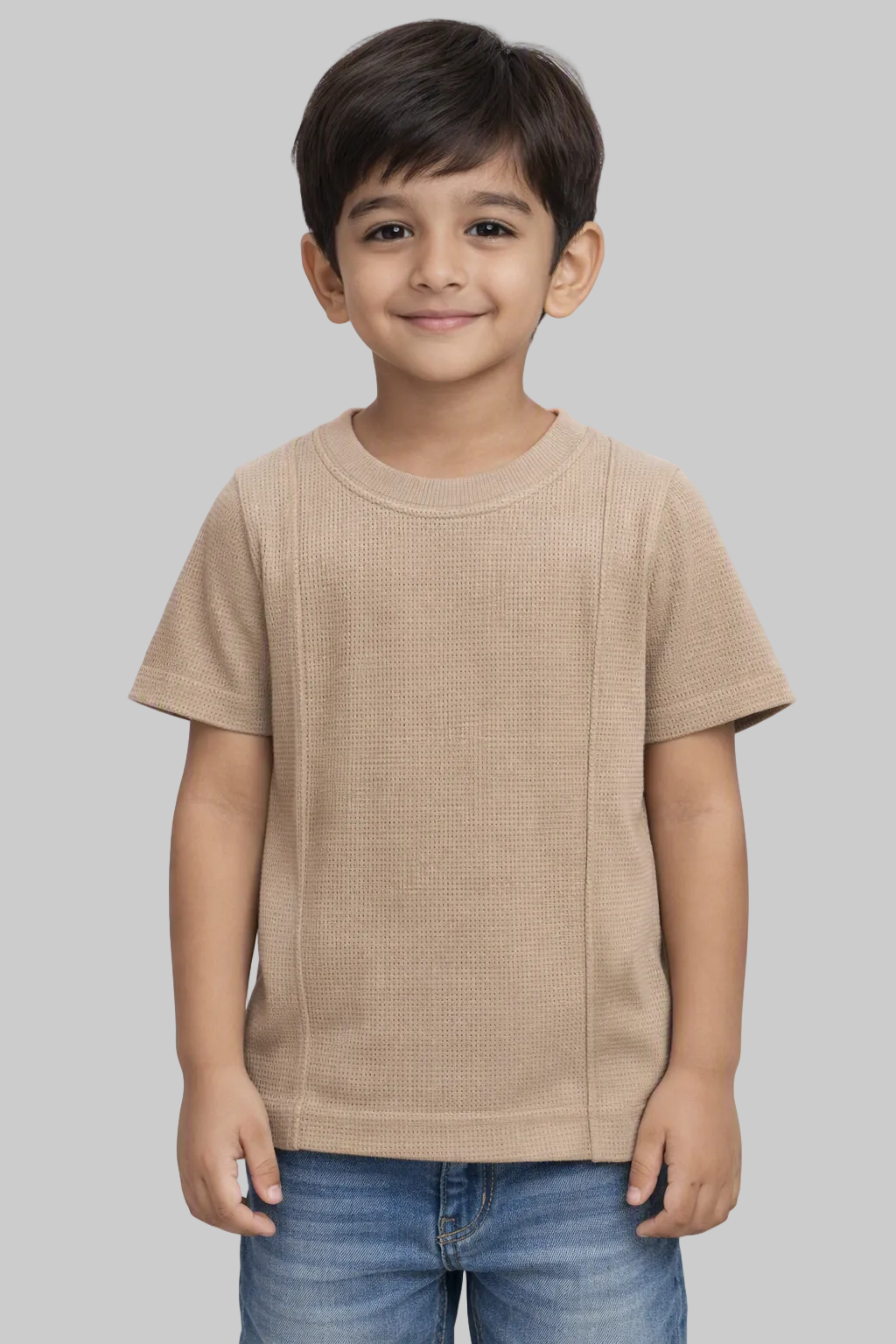 Kids' Textured Waffle Knit Casual T-Shirt
