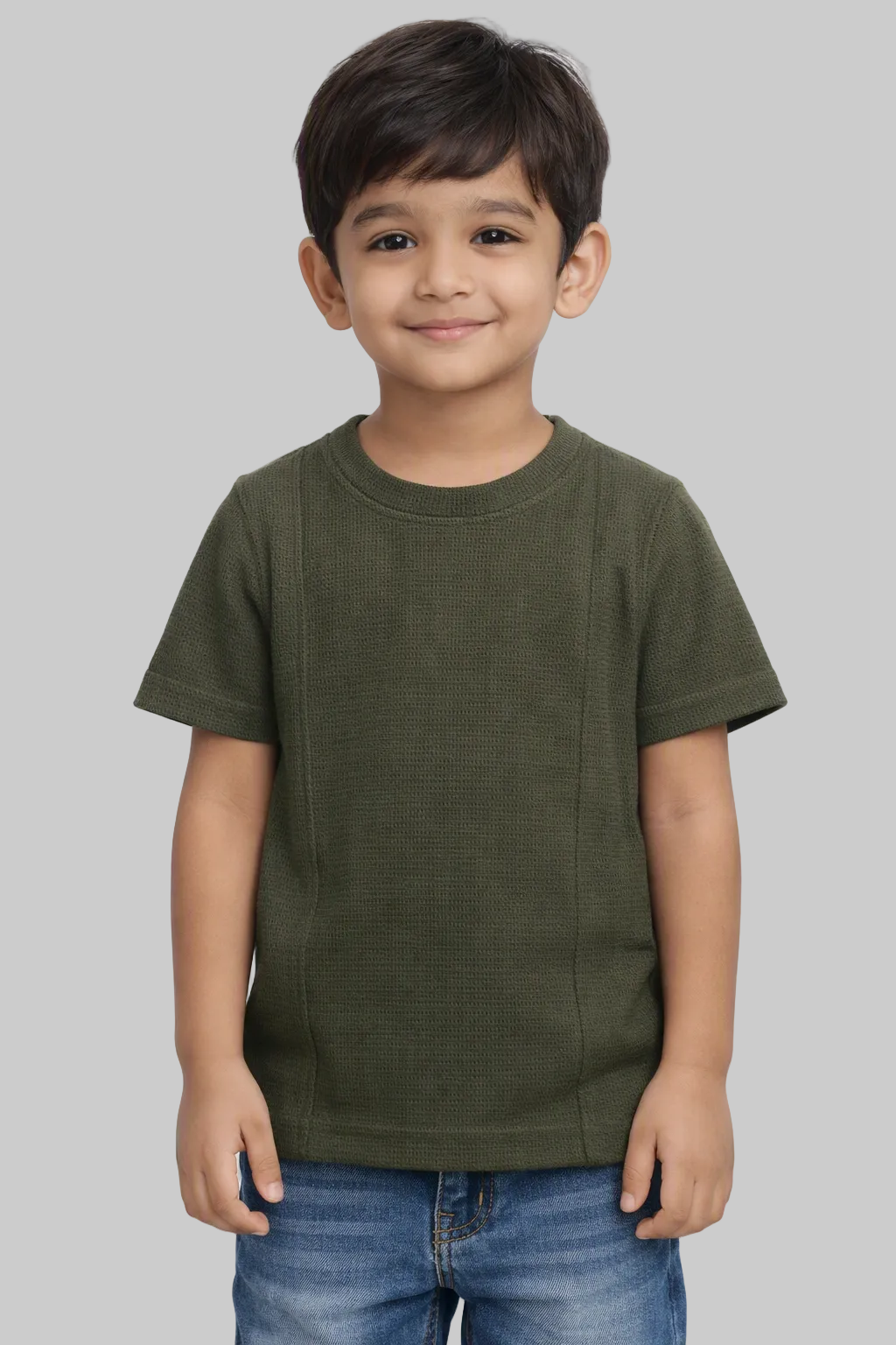Kids' Textured Waffle Knit Casual T-Shirt