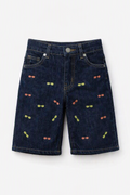 Toddle's Embroidered Denim Shorts - Carrot Motif