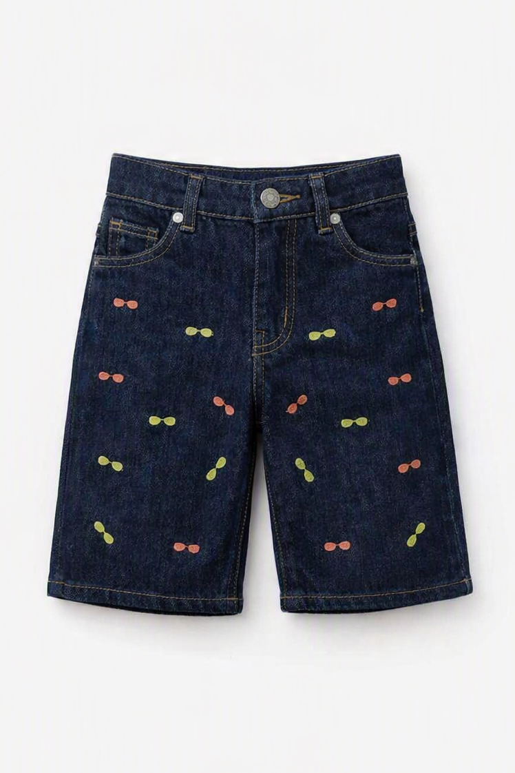 Signature Embroidered Denim Shorts for Boys