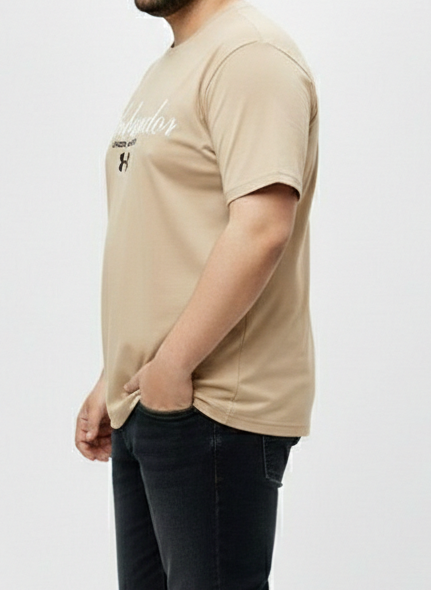 Men's Cool Beige Graphic Tee – 3XL Regular Fit