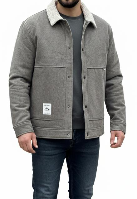 Mens Premium Grey Jacket with fur collar