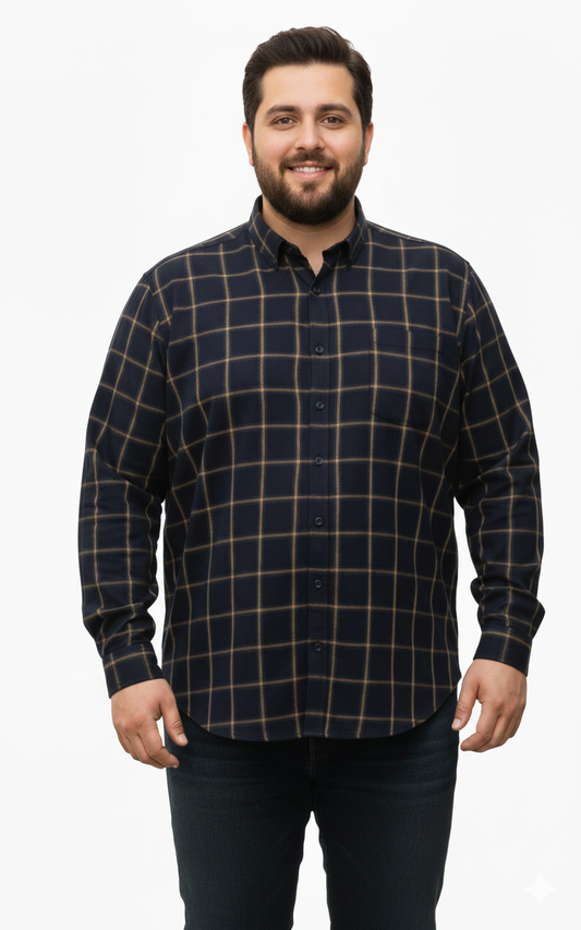 Dark navy blue check shirt