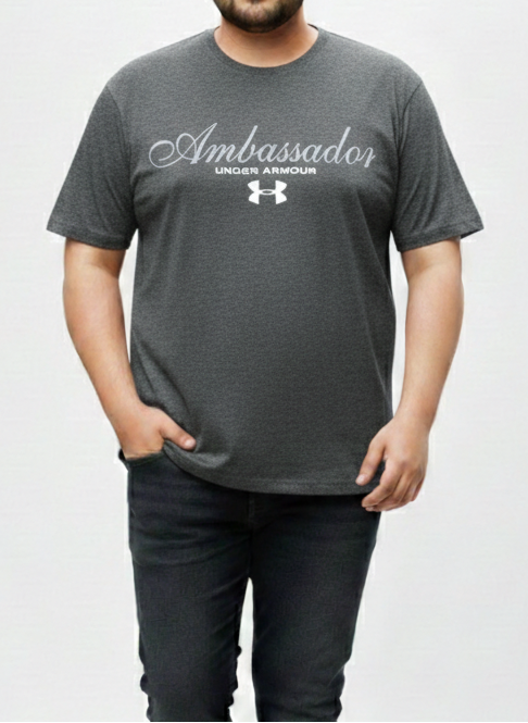 Men's Grey Graphic Tee – 3XL Regular Fit