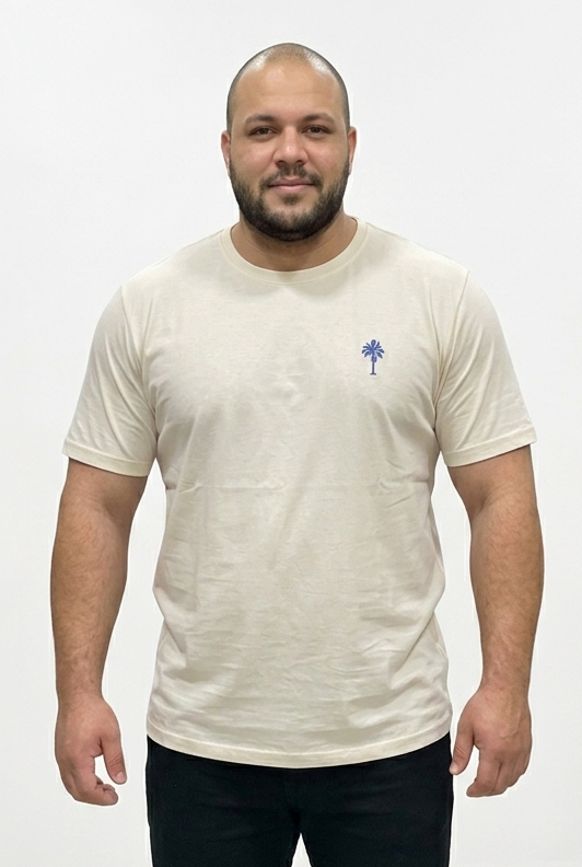 Men's Premium Off-White T-Shirt with Embroidered Palm Logo