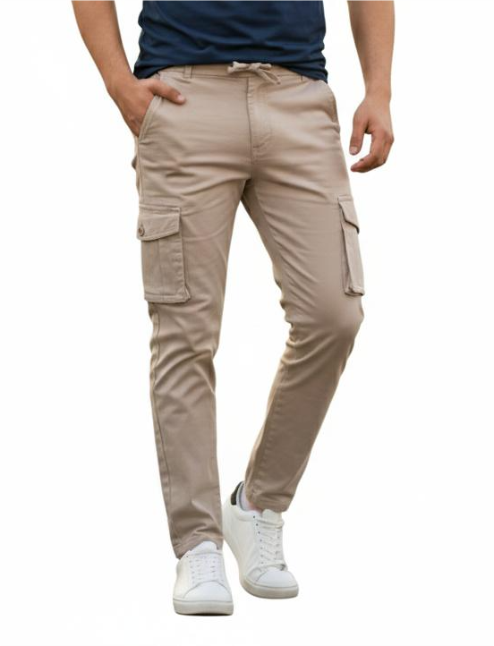 Men's Slim Fit Khaki Cargo Jogger Pants