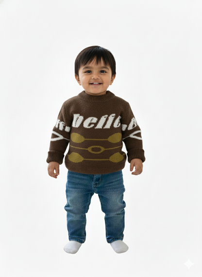 Cozy Knit Dark Brown Jumper for Kids