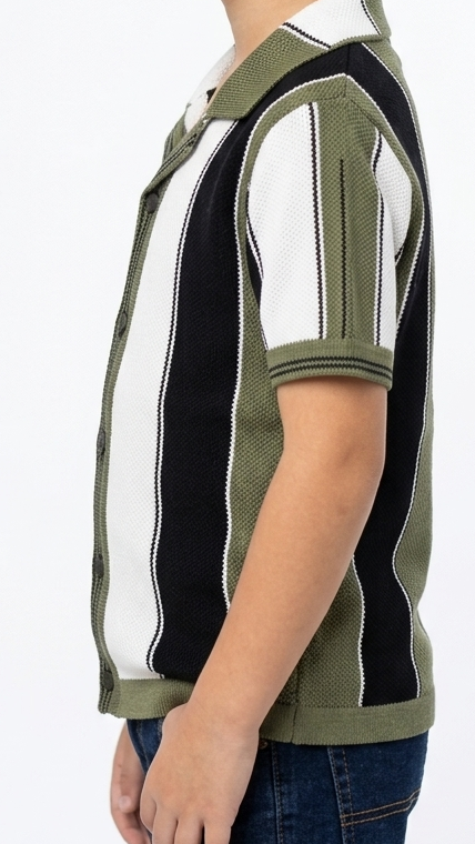 Kids' Premium Knitted Vertical Stripe Polo