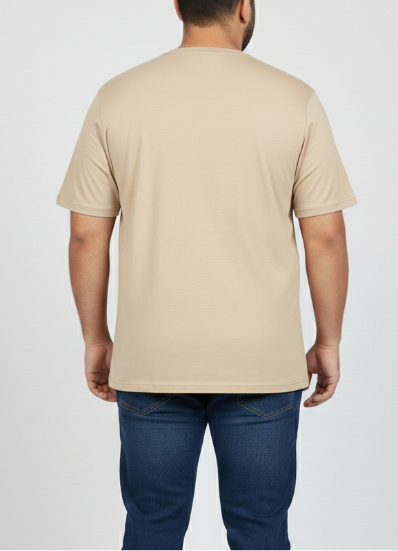 Big Size Beige Round Neck T shirts