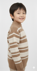 Cozy Striped Knit Beige Sweater for Kids