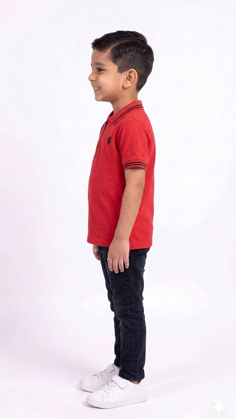 Premium Boys' Zipper Polo Shirt
