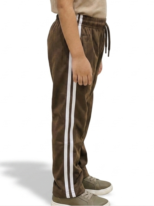 Premium Boys' Brown Jersey Striped Trouser