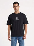 Ultra-Soft Stretch Imported Fabric 'M' Logo Black T-Shirt