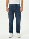 Men’s Classic Dark Blue Relaxed Fit Cargo Jeans