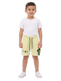 Boys' Lemon Yellow Casual Shorts – Fun Dinosaur Graphic Print