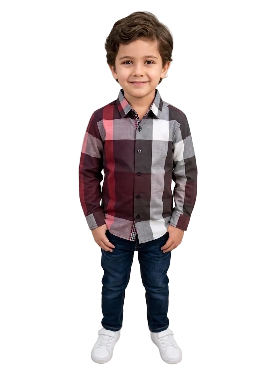 Signature Premium Cotton Plaid maroon Shirt