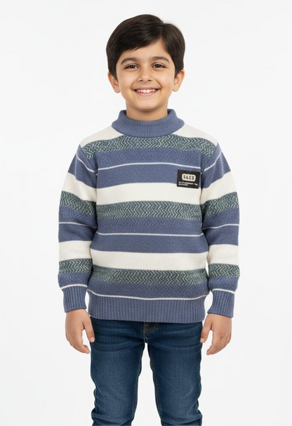 Cozy Striped Knit Blue Sweater for Kids