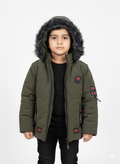 Kids Premium olive Green Puffer Jacket