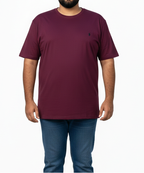 Big Size Maroon Round Neck T shirt