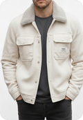 Mens Premium White Jacket with fur collar