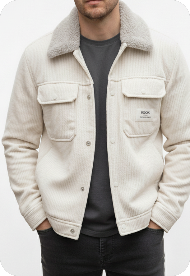 Mens Premium White Jacket with fur collar
