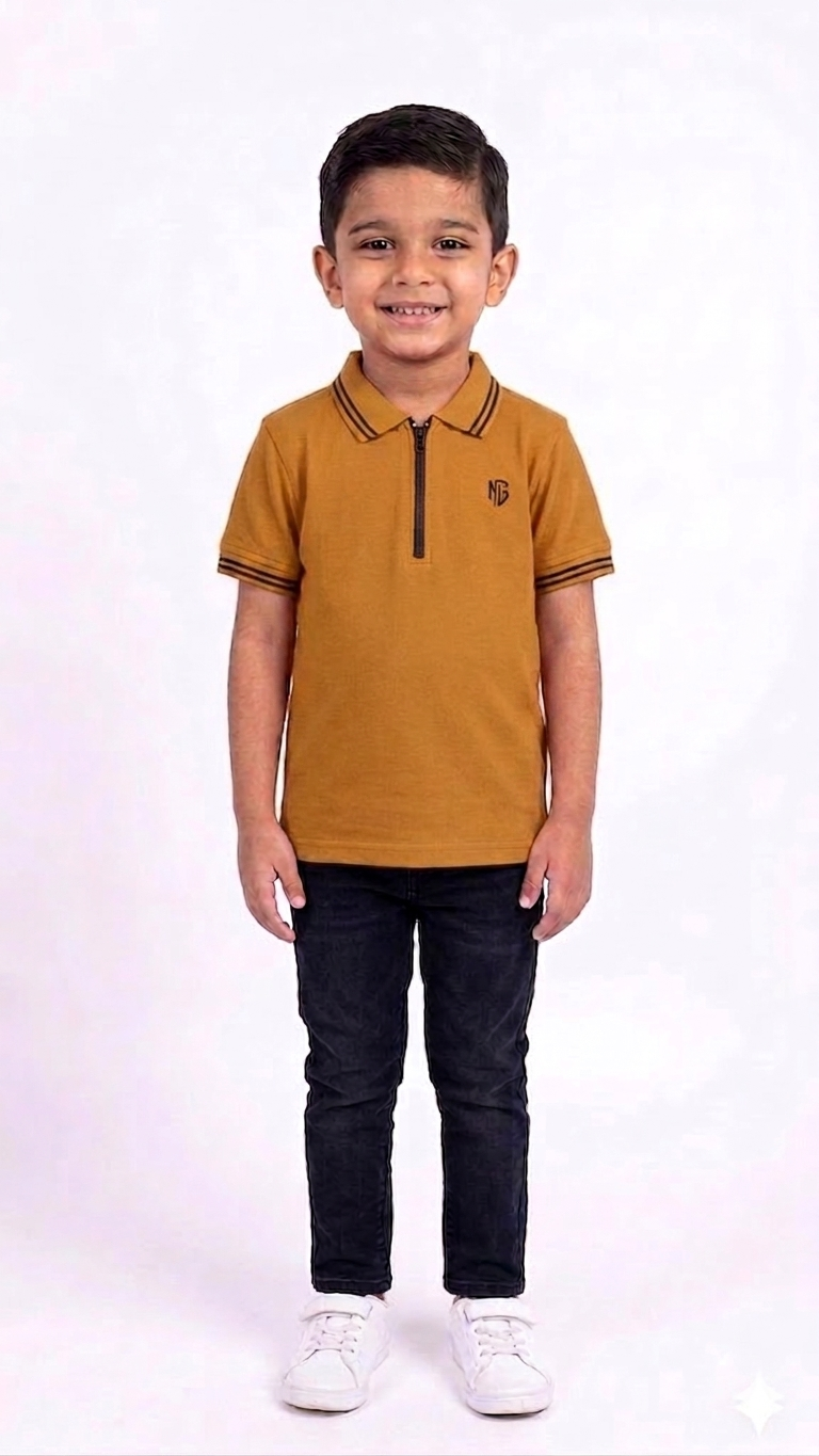 Premium Boys' Zipper Polo Shirt