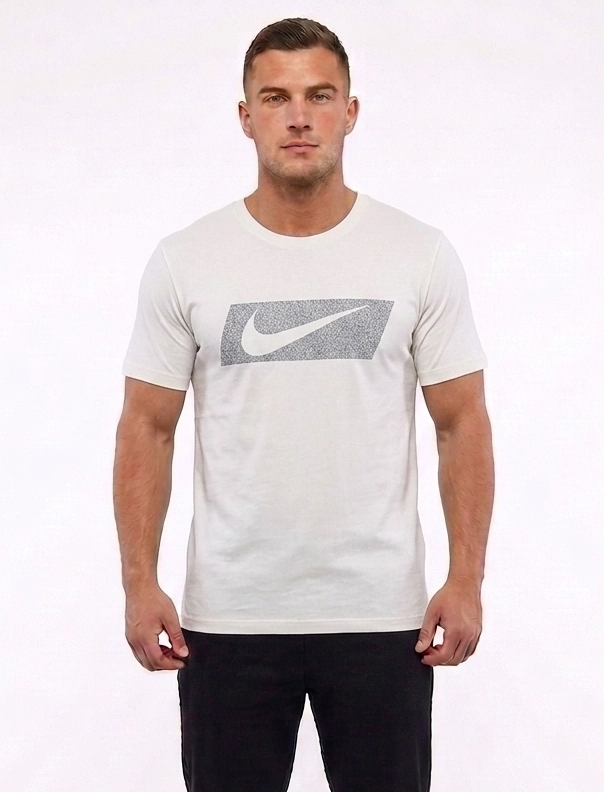 : Modern Nike Logo Cotton Tee for Casual & Active Wear In White
