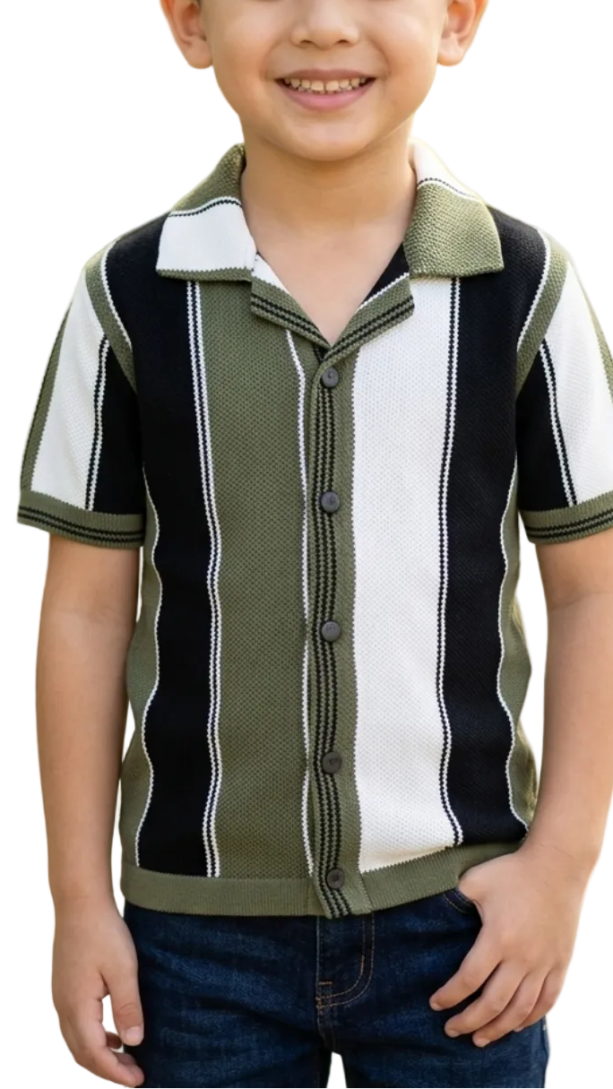 Kids' Premium Knitted Vertical Stripe Polo
