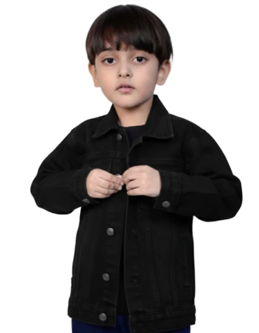 Kids Playful Black Denim Jackets