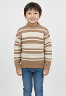 Cozy Striped Knit Beige Sweater for Kids