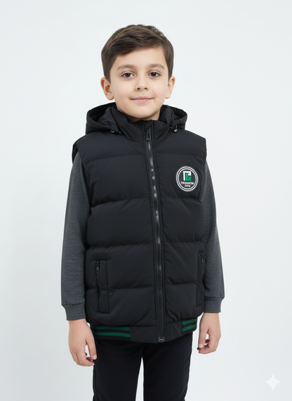 Kids Black Sleeveless Puffer Jacket