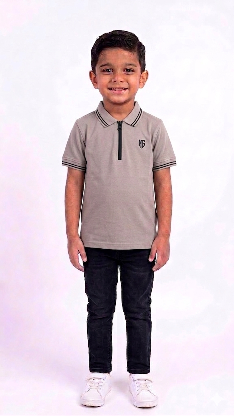 Premium Boys' Zipper Polo Shirt
