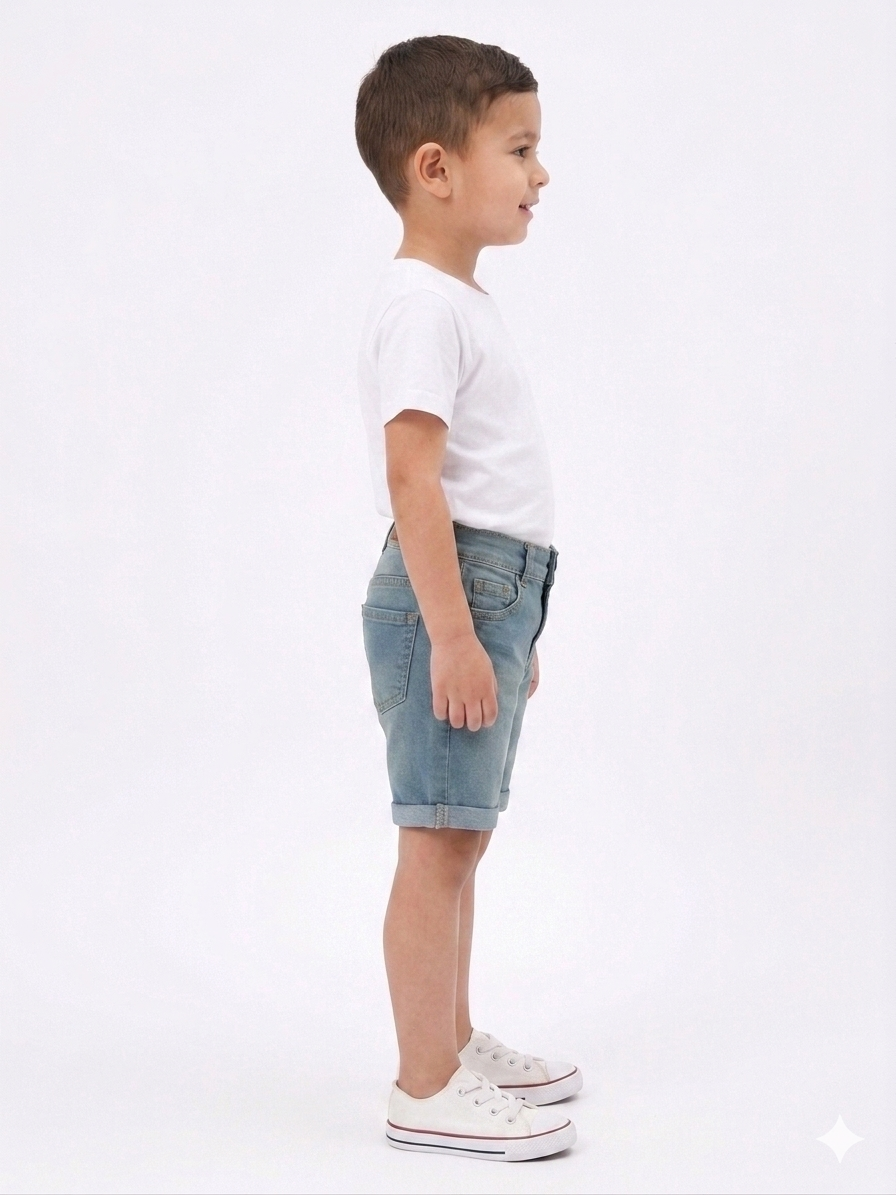 Boys' Denim Shorts with Cuffed Spider & Graphic Patch