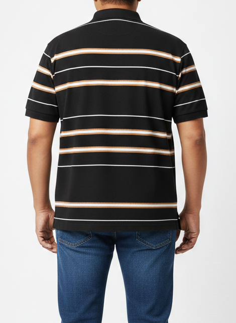 Men’s Smart Casual Polo T-Shirt with Classic Stripes