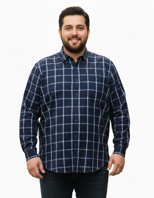 Dark navy blue bold check