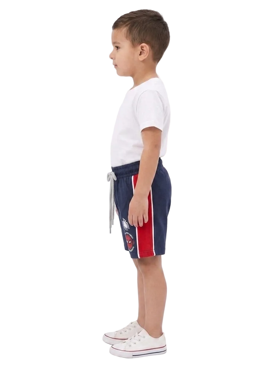 Boys' Navy Blue Athletic Shorts – Superhero Graphic Print