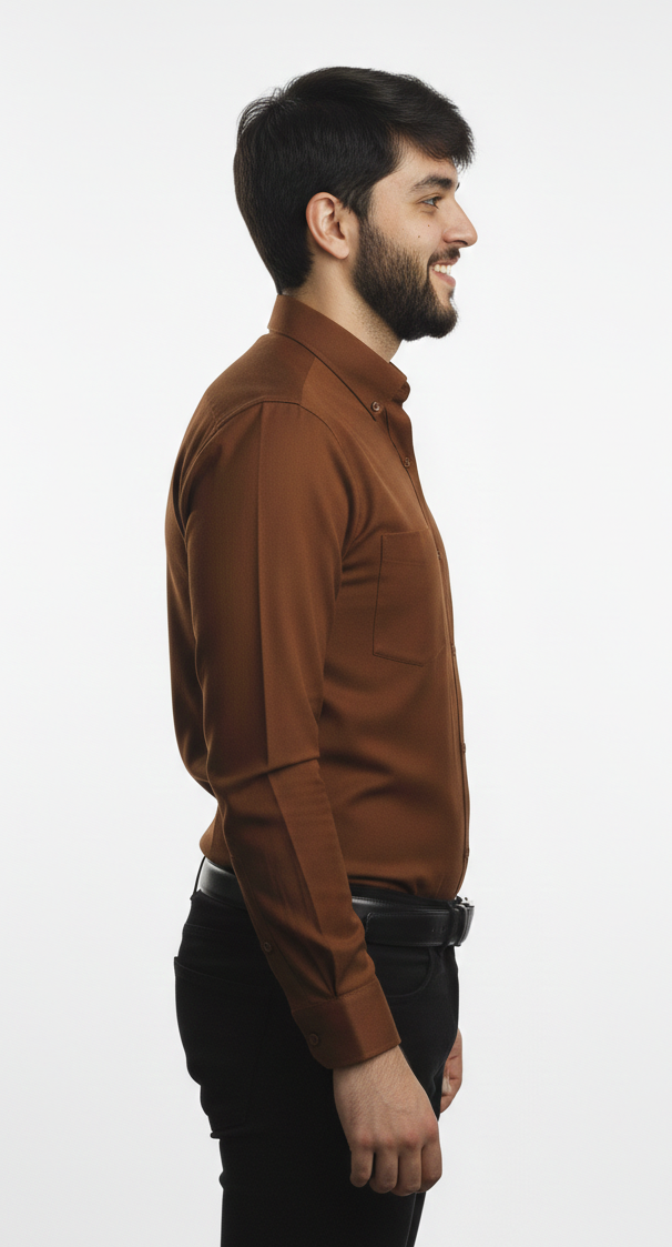 Brown Casual Button Down Shirt