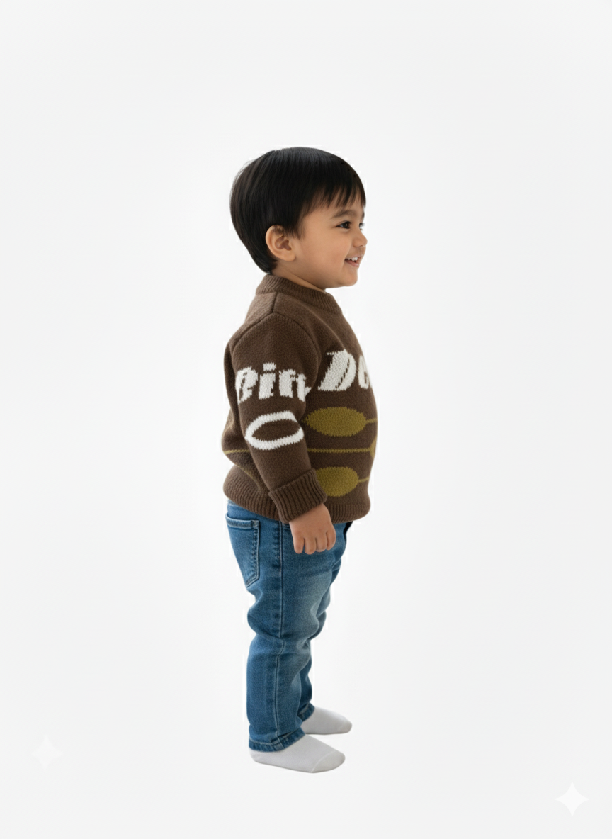 Cozy Knit Dark Brown Jumper for Kids