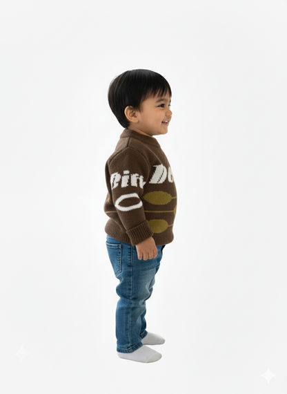 Cozy Knit Dark Brown Jumper for Kids