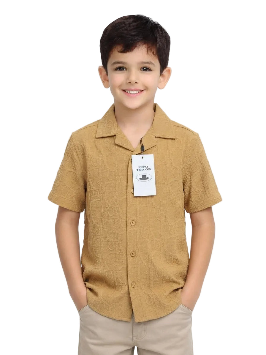 Kids Cuban Collar Textured Summer Shirt