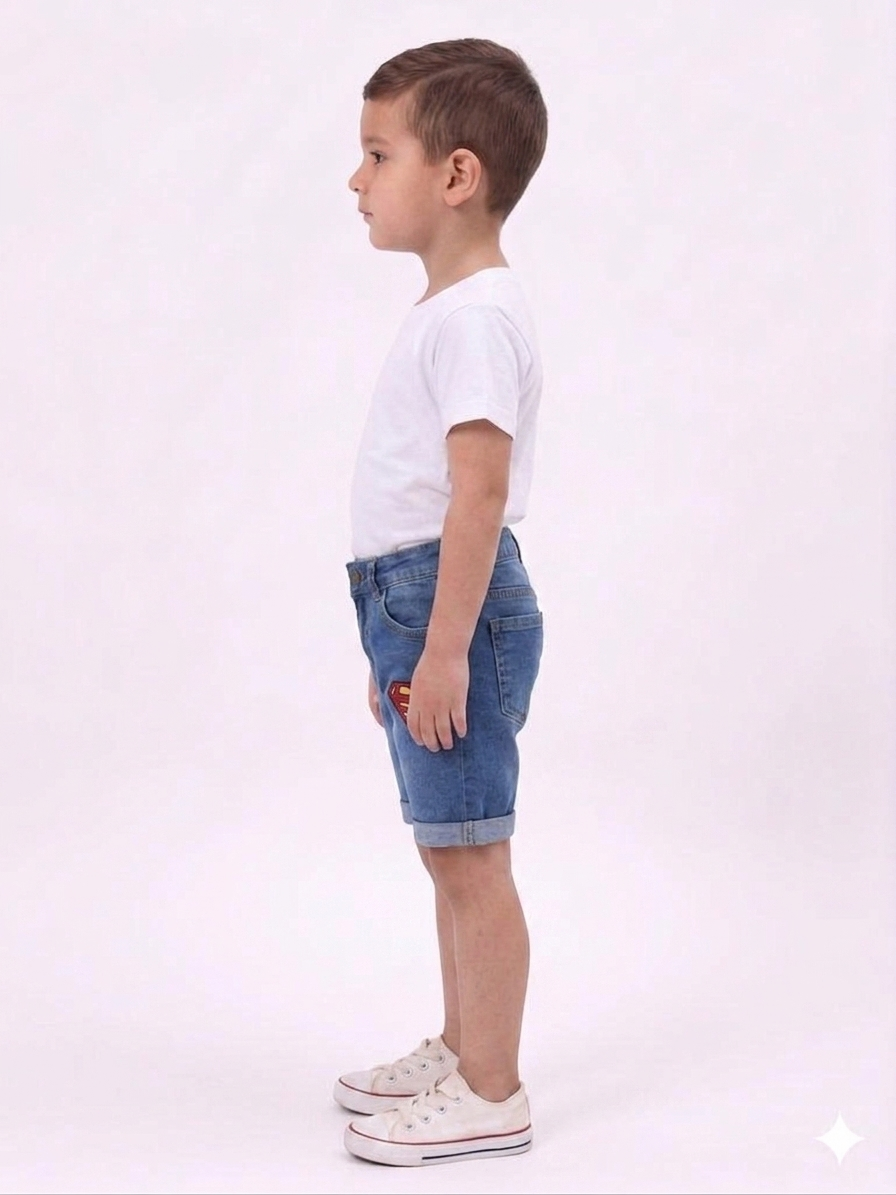 Boys' Premium Denim Shorts with Superhero Patch Detail