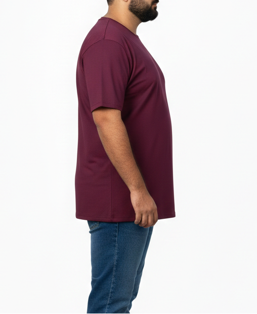 Big Size Maroon Round Neck T shirt