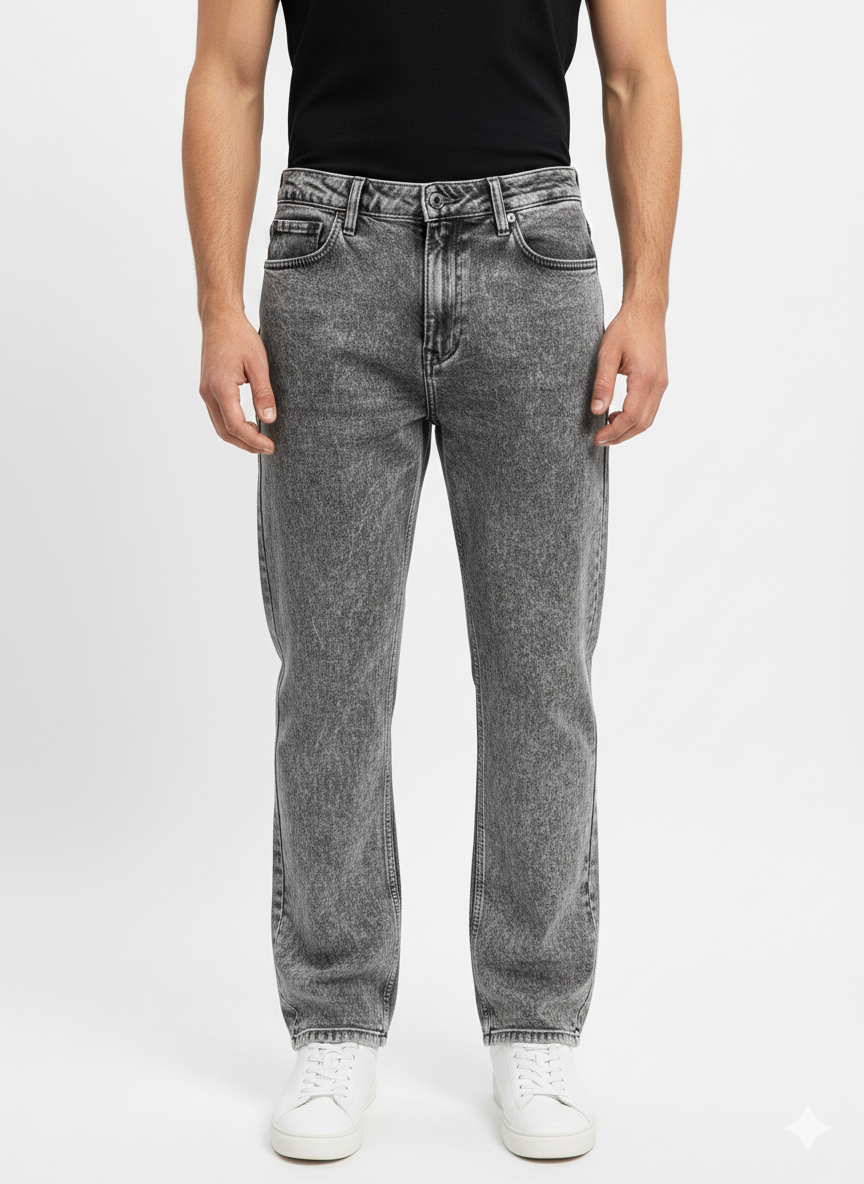 Malaysian  Black ACID wash Straight fit Pant