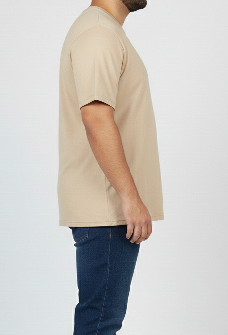 Big Size Beige Round Neck T shirts