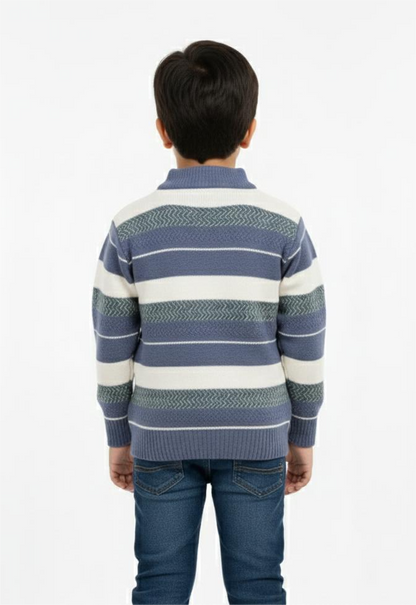Cozy Striped Knit Blue Sweater for Kids