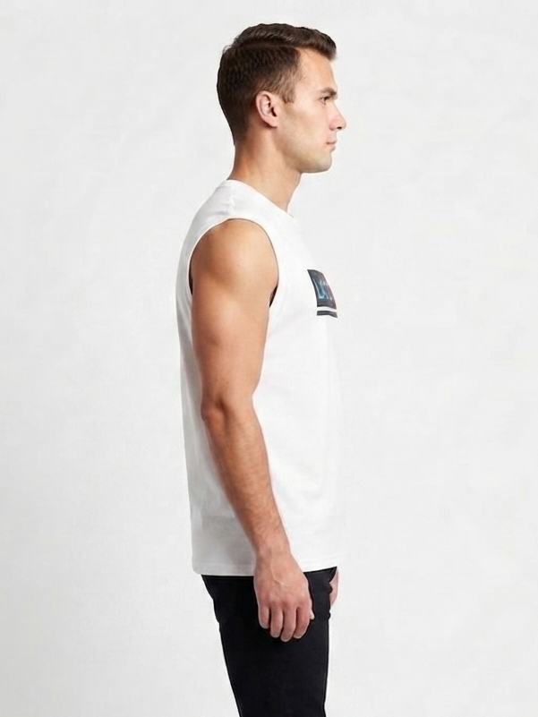 Men’s Muscle WHITE Tank – Casual Athletic wear