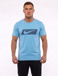 : Modern Nike Logo Cotton Tee for Casual & Active Wear In Light Blue