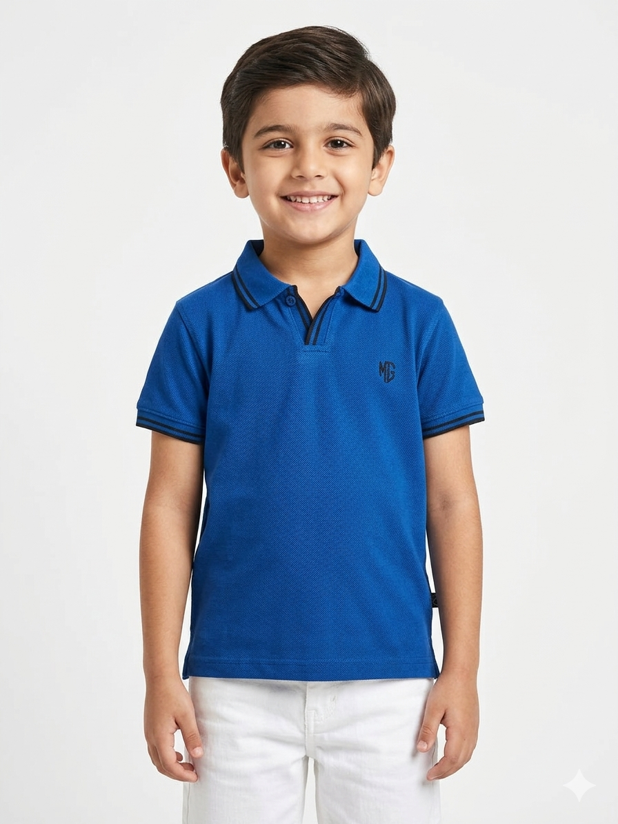 Boys' Signature Johny Collar Polo – Premium Open V-Neck