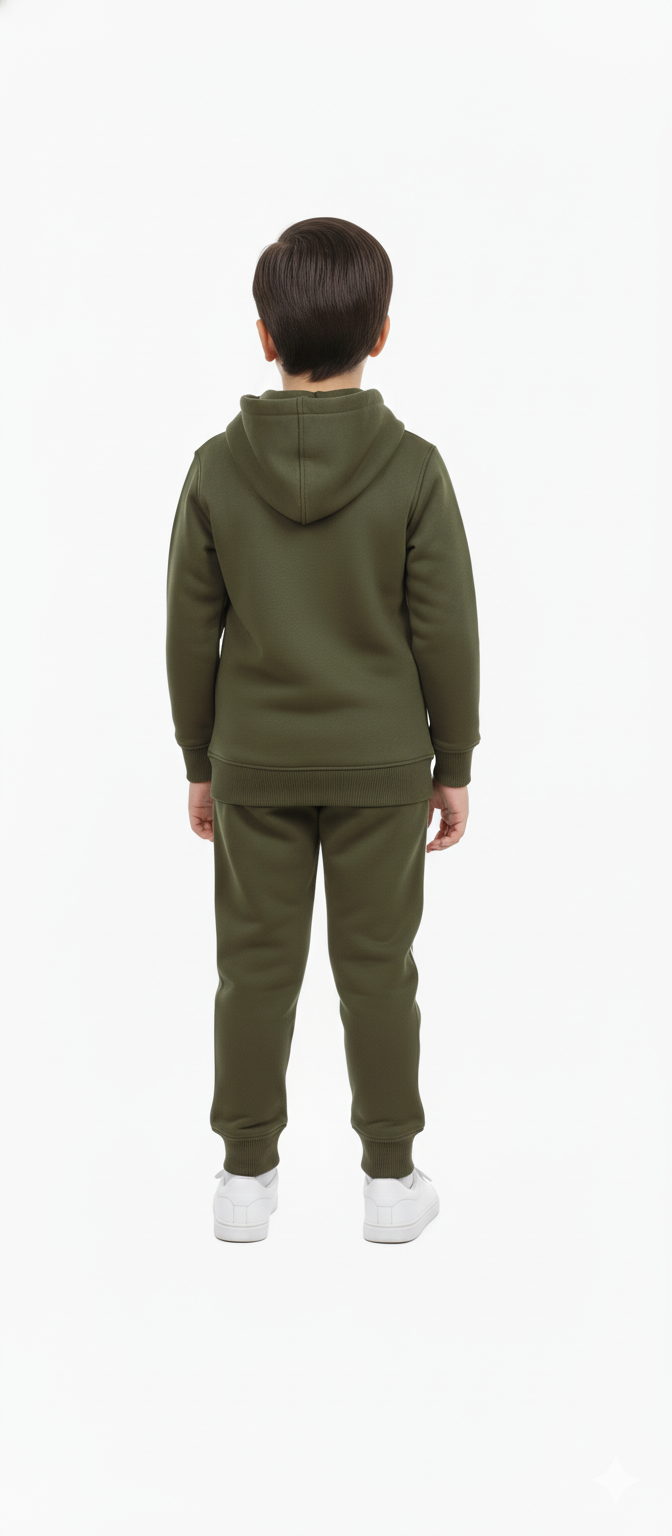 Kids Zip-Up Olive Green Tracksuit