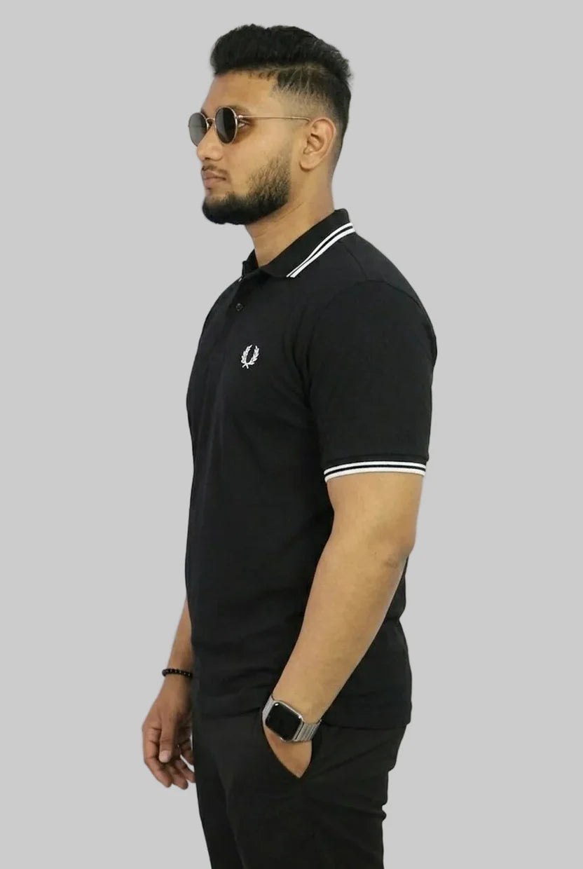 Casual Athletic-Fit Tipped Collar Polo Shirt